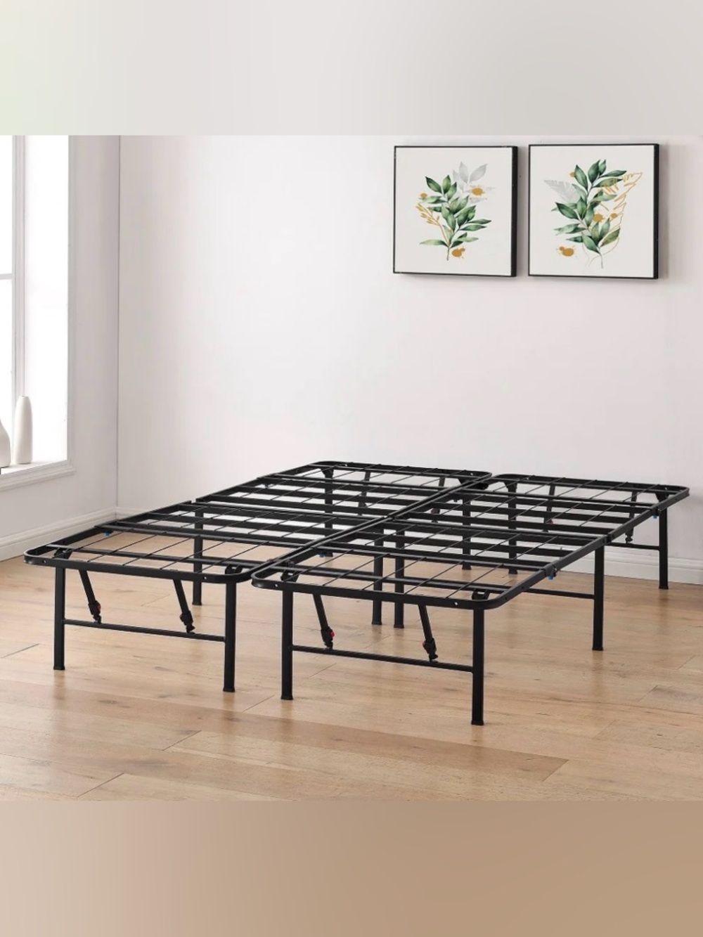 Black Metal Bed Frame Foundation - Heavy-Duty Platform Support